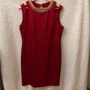 Red dress with jeweled neck